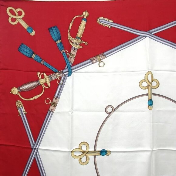 026143AO (S1) Celine Scarf Red Silk - Picture 5 of 12